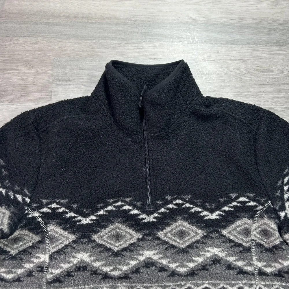 Powder River Outfitters Jacket Mens Large White Aztec Fleece 1/4 Zip Western